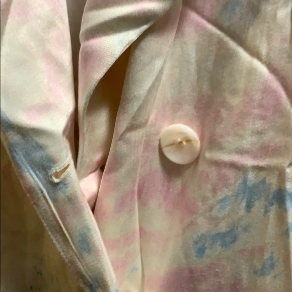 Something Navy Satin Trench Coat Pink Blue Tie Dye - Picture 4 of 6